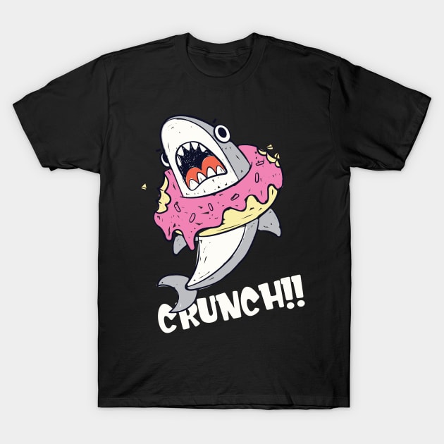 crunch shark donut T-Shirt by Mako Design 